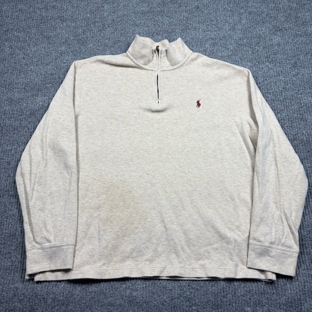 Polo Ralph Lauren Pullover Men's L Estate Rib Quarter Zip Preppy Casual Office